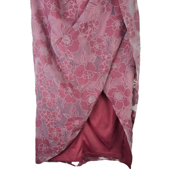 Lulu's Dreamy Vision Mauve Floral Burnout Jacquard Strapless Midi Dress, M, NWT - Picture 6 of 11